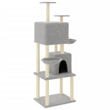 Cat Tree with Sisal Scratching Posts Light Grey 180 cm 172032