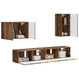 TV Wall Cabinet Set Wall-mounted 4 pcs Old Wood Engineered Wood 3408941