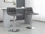 Adjustable Bar Stools Set of 2, Swivel PU Leather Upholstered Barstools with Tufted Seat and Back, T3398P341390