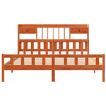 ZNTS Bookcase Bed without Mattress Wax Brown 180x200 cm Super King Solid Wood Pine 3322193