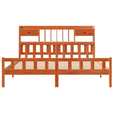ZNTS Bookcase Bed without Mattress Wax Brown 180x200 cm Super King Solid Wood Pine 3322193