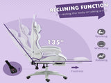 Racing Gaming Chair, Reclining PU Leather Computer Chair with Removable Rabbit Ears, Footrest, T3398P330504