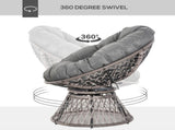 360&deg Swivel Rattan Papasan Moon Bowl Chair Round Lounge Garden Wicker Basket Seat with Padded T3398P555163