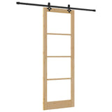 Sliding Door Natural 83 x 232 cm Solid Pine Wood and Glass 3332309