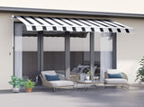 Manual Retractable Awning, 2.5x2 m-Dark Blue/White Stripes T3398P310342