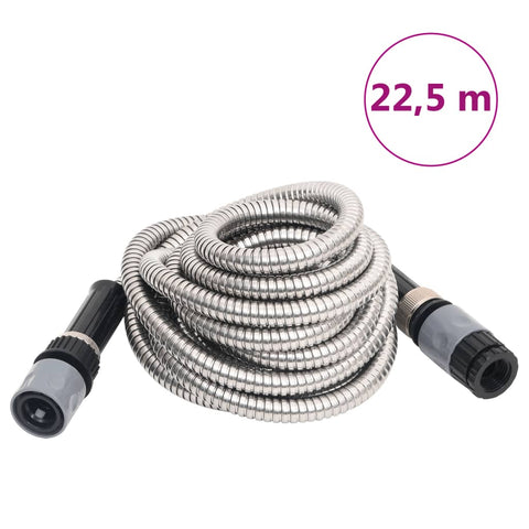 Garden Hose with Spray Nozzle Silver 0.6" 22.5 m Stainless Steel 154512