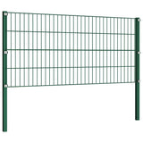 Fence Panel with Posts Iron 1730x80 cm Green 278613