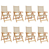Reclining Garden Chairs 8 pcs Beige Poly Rattan and Solid Wood 3214528