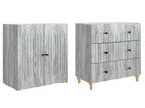 Cabinet Set 2 pcs Grey Sonoma 66 x 34.5 x 90 cm Engineered Wood 3416463