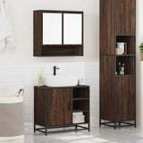 2 Piece Bathroom Furniture Set Brown Oak Engineered Wood 3300939