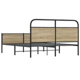 Metal Bed Frame without Mattress Smoked Oak 160x200 cm 3318673