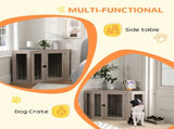 PawHut Dog Crate Furniture Side Table, with Cushion, 122 x 61 x 71cm - Walnut Brown T3398P554939