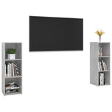 TV Cabinets 2 pcs Concrete Grey 107x35x37 cm Engineered Wood 3079911