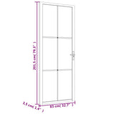 Interior Door 83x201.5 cm White Matt Glass and Aluminium 350581