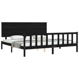 Bed Frame without Mattress Black 200x200 cm Solid Wood Pine 3193425