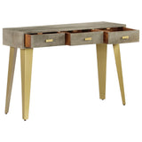 Console Table Solid Mango Wood Grey with Brass 110x35x76 cm 246682
