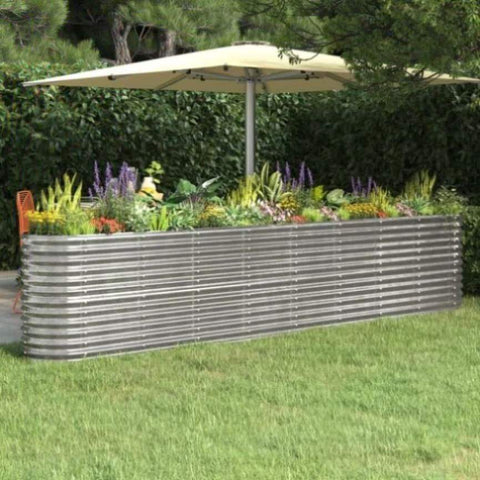 ZNTS Garden Raised Bed Powder-coated Steel 332x40x68 cm Silver 318912