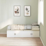 Storage Bed Frame White 100 x 200 cm Engineered wood 3335181