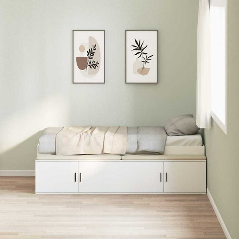 Storage Bed Frame White 100 x 200 cm Engineered wood 3335181