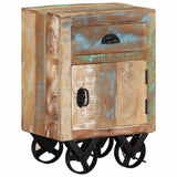 328316 Bedside Cabinet with Wheels 40x30x57 cm Solid Reclaimed Wood