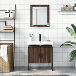 ZNTS 2 Piece Bathroom Cabinet Set Brown Oak Engineered Wood 3214338