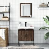 ZNTS 2 Piece Bathroom Cabinet Set Brown Oak Engineered Wood 3214338