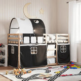 Bunk Bed without Mattress White&Black 90x200 cm Solid Wood Pine 3283982