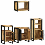 Bathroom Furniture Set with Shelf 4 pcs Brown Solid Mango Wood 3305670