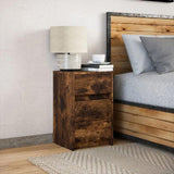 Bedside Cabinet with LED Lights Smoked Oak Engineered Wood 852016