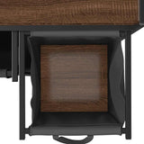 Laundry Basket 3 Compartments with Wheels Brown Oak 859094