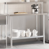 Kitchen Work Table with Overshelf 110x55x120 cm Stainless Steel 3208899