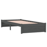 Bed Frame without Mattress Grey Solid Wood 75x190 cm Small Single Small Single 814911