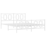 Metal Bed Frame without Mattress with Footboard White 150x200cm 374310