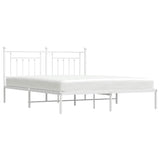 Bed Frame White Powder-Coated Steel Double Bed Frame 353591