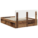 Bed Frame with Headboard Old Wood 140 x 190 cm Solid Pine Wood 3412085