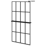 ZNTS Walk-in Shower Wall with Shelf Black 100x195 cm ESG Glass&Aluminium 3185469