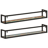 Wall Shelves 2 pcs 110x17x17 cm Solid Wood Reclaimed and Iron 353793