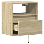 ZNTS Wall-mounted Bedside Cabinet with LED Lights Sonoma Oak 3307979