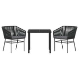 Garden Dining Set with Cushion 3 pcs Black Powder-Coated Steel 3380918