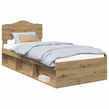 Bed Frame Artisian Oak 90 x 190 cm Solid Pine Wood 3412960