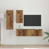 TV Cabinet Set Wall-mounted 4 pcs Old Wood Engineered Wood 3393282