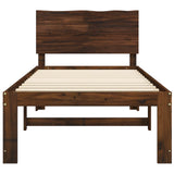 Single Bed Frame with Headboard ROSTOCK Dark Brown 75 x 190 cm 903395