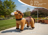 Ride On Horse, Plush Walking Horse Toy with Wheels and Saddle for Ages 3-5 Years Old, Brown T3398P422161
