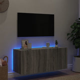 TV Wall Cabinet with LED Lights Grey Sonoma 100x35x41 cm 837328