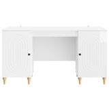 Desk with Shelf Gloss White 142.5 x 50 x 75 cm Engineered Wood 3414580