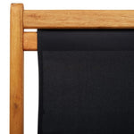 ZNTS Folding Beach Chair Eucalyptus Wood and Fabric Black 310316