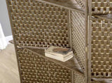 4-Panel Room Dividers with Shelves, Wave Fibre Freestanding Folding Privacy Screen Panels, Partition T3398P330517