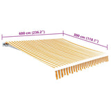 Awning Top Sunshade Canvas Sunflower Yellow & White 6 x 3 m 141018