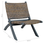 Relaxing Chair Grey Natural Kubu Rattan and Solid Mahogany Wood 285801