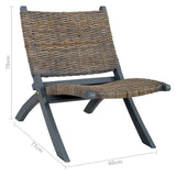Relaxing Chair Grey Natural Kubu Rattan and Solid Mahogany Wood 285801